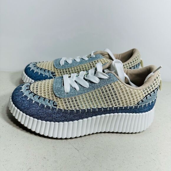 Bamboo REMI-01 Women Stiching Rhinestone Lace-Up Sneakers Size 8 - Picture 4 of 8